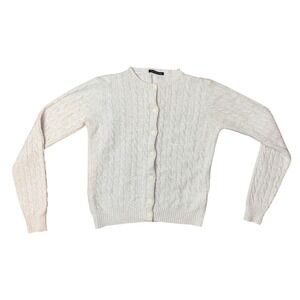 Brandy Melville Wool Blend Cable Knit Cardigan Sweater Gray Made in Italy OS